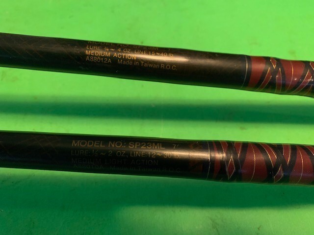 MATCHING PAIR OF 2 DAIWA SEALINE POWERLIFT 7 FOOT CONVENTIONAL FISHING RODS