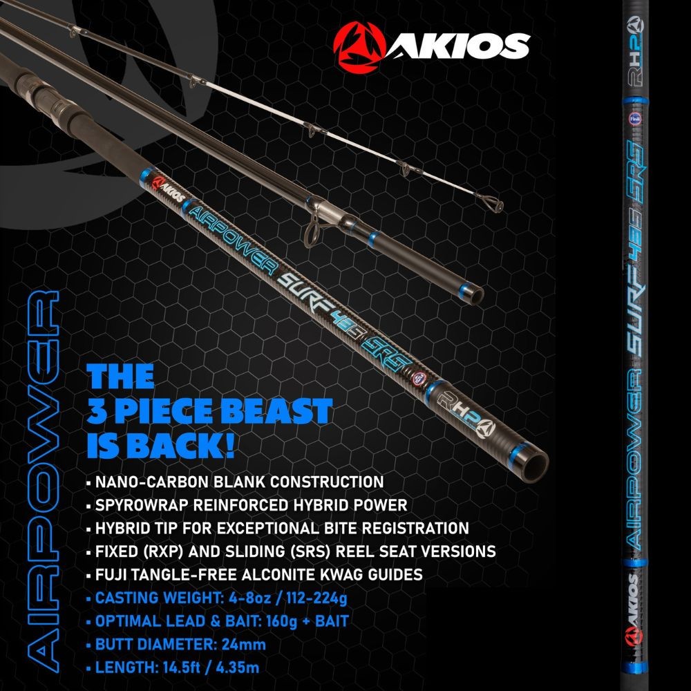 AKIOS Saltwater Fishing Surfcasting Nano Carbon Rod AIRPOWER 435 SRS BLACK