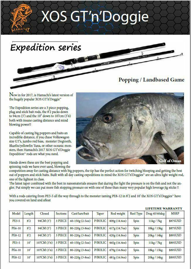 Hamachi XOS GT’n’Doggie 8’2 PE 3 – 5 / 30 – 50 lb Popper nano fishing rod pole