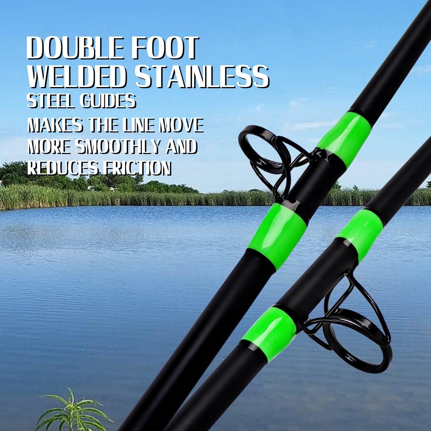 Catfish Fishing Rods 7’6″/8’6″/10’Green Catfish Rod 1 Piece/2 Piece Portable Tra