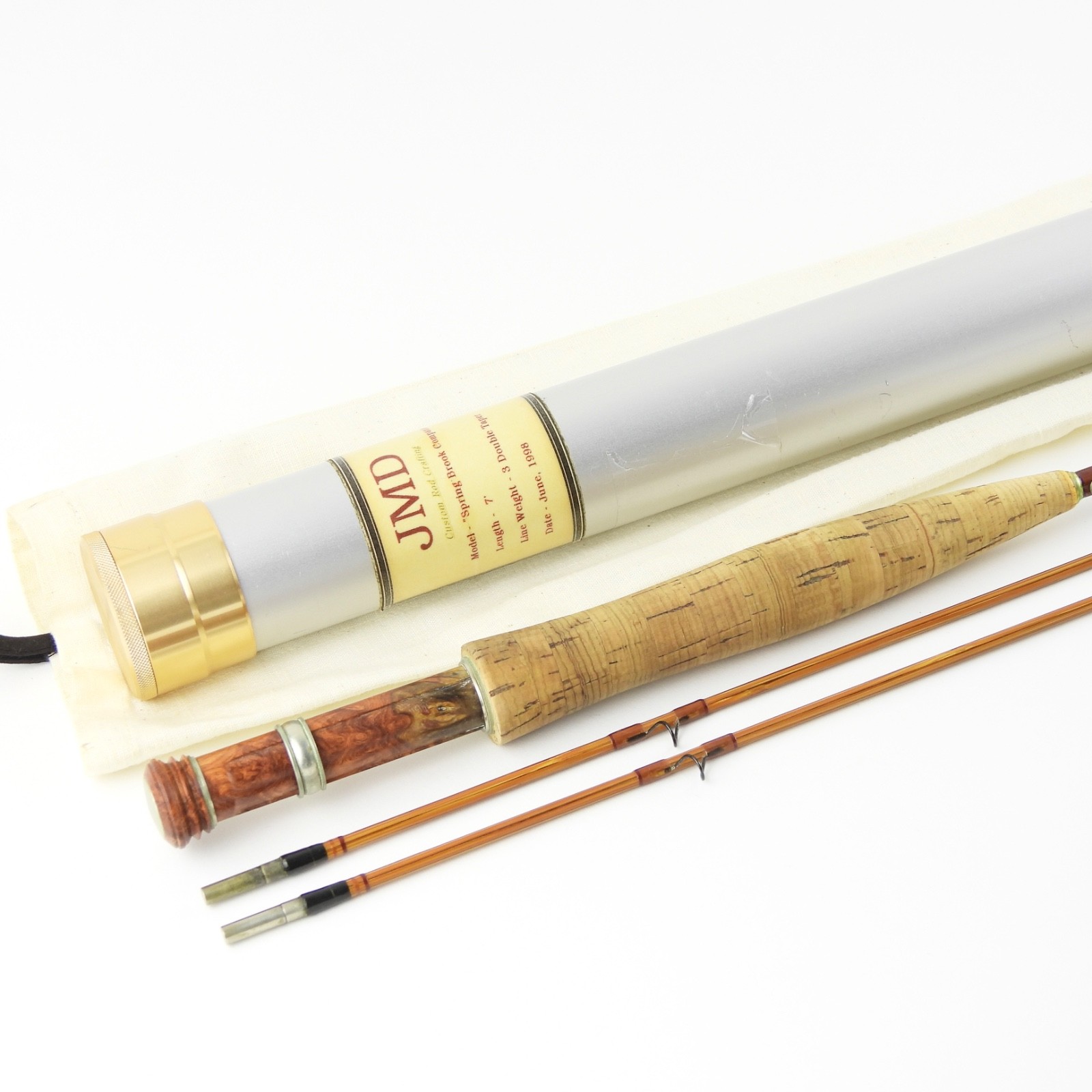 Jon M. Dann “Spring Creek Companion” Bamboo Fly Rod. 7’. 3wt. W/ Tube & Sock.