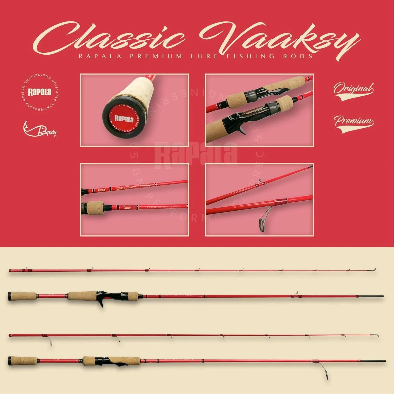 Rapala Vaaksy 6’6″ 2 Piece 5-21g CVS662M Spin Spinning Fishing Rod