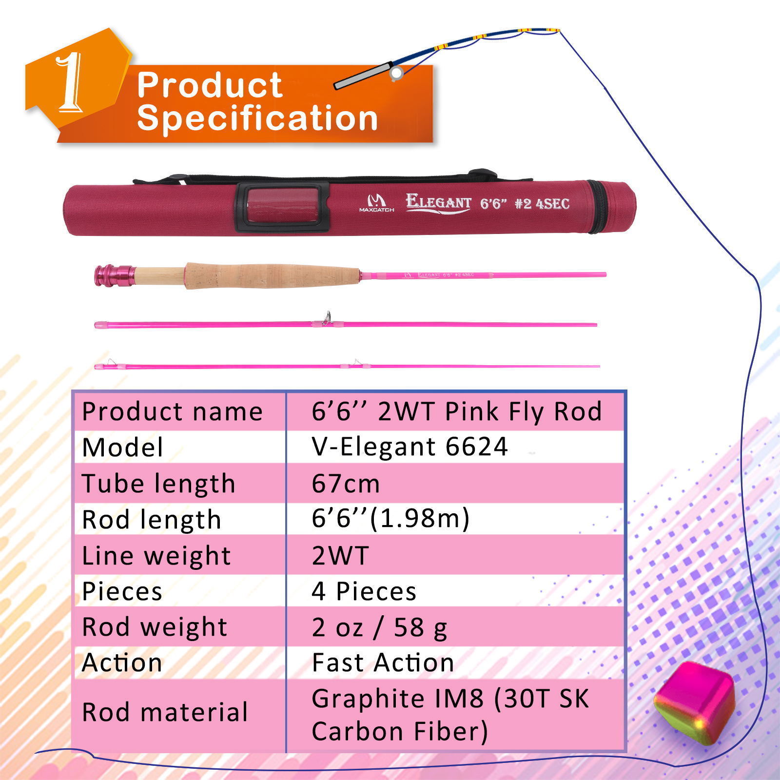 Maxcatch Kids Youth Teenager Fly Fishing Rod 6’6” 2WT / 7’8” 4WT & Rod Tube