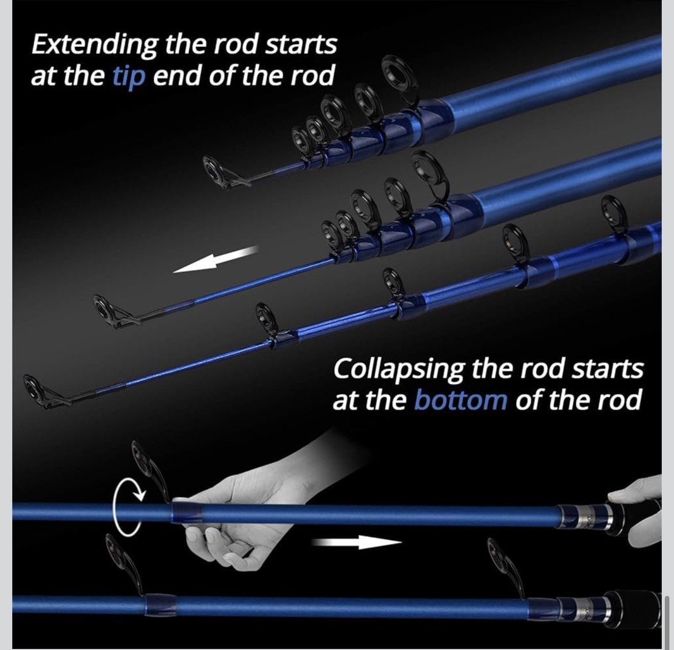 Compass Telescopic Graphite Fishing Rod, 7ft. Medium Heavy ( Rod Only ) OPEN BOX