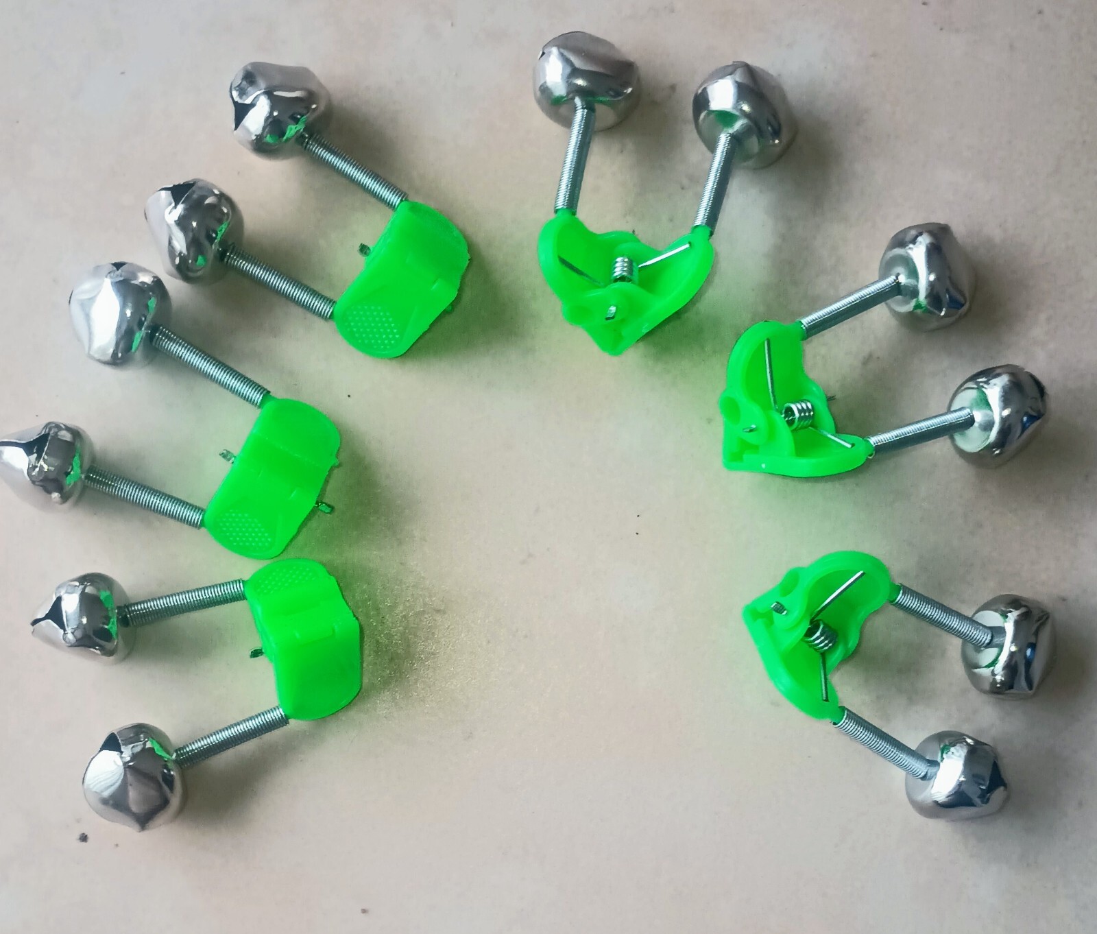 Fish Rod Bells 4 Fresh Water or Salt Water Fishiing Rod Silver/Green (6 Pieces)