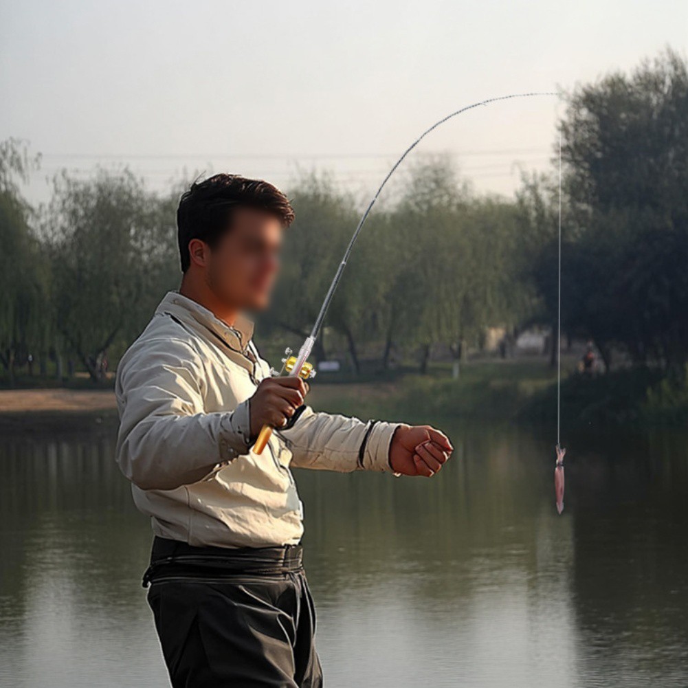 1 Meter Fiberglass Fishing Rod with Large Hole Rings and Smooth Curved Rod Body