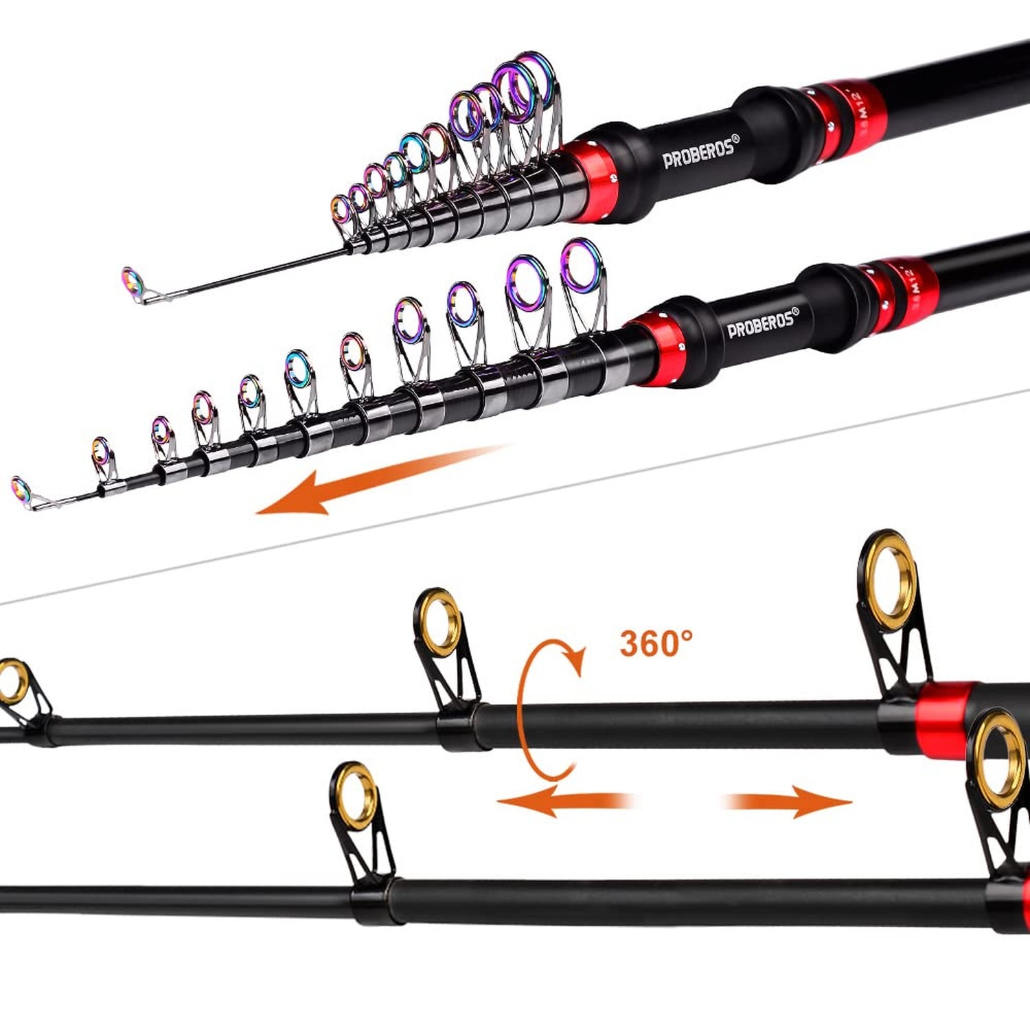 PROBEROS Kids Fishing Pole – Portable Telescopic Fishing Rod and Reel Combo K…