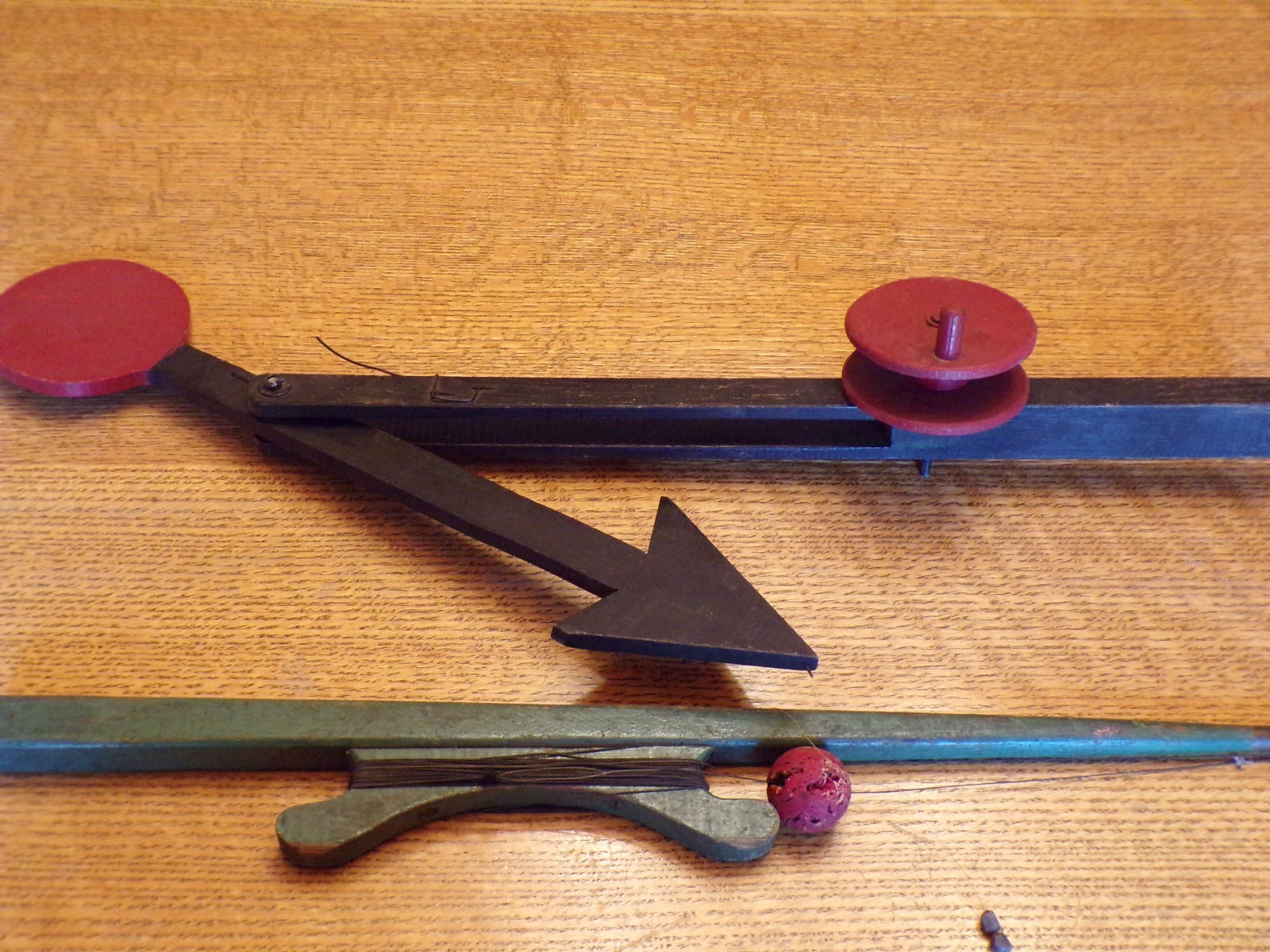 Antique Primitive Wood Hand Carved Ice Fishing Tip Up Pole Rod Outdoor Decor