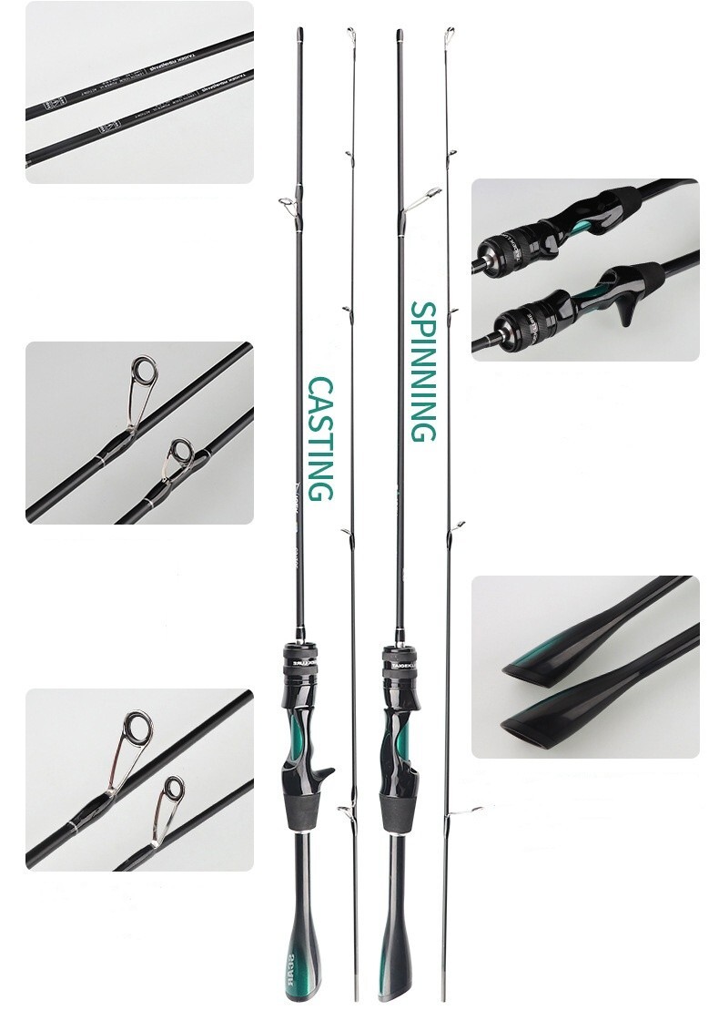 5.51FT/5.91FT Fishing Rod 2 Sections Rod Carbon Fiber Spinning Casting Pole Bass