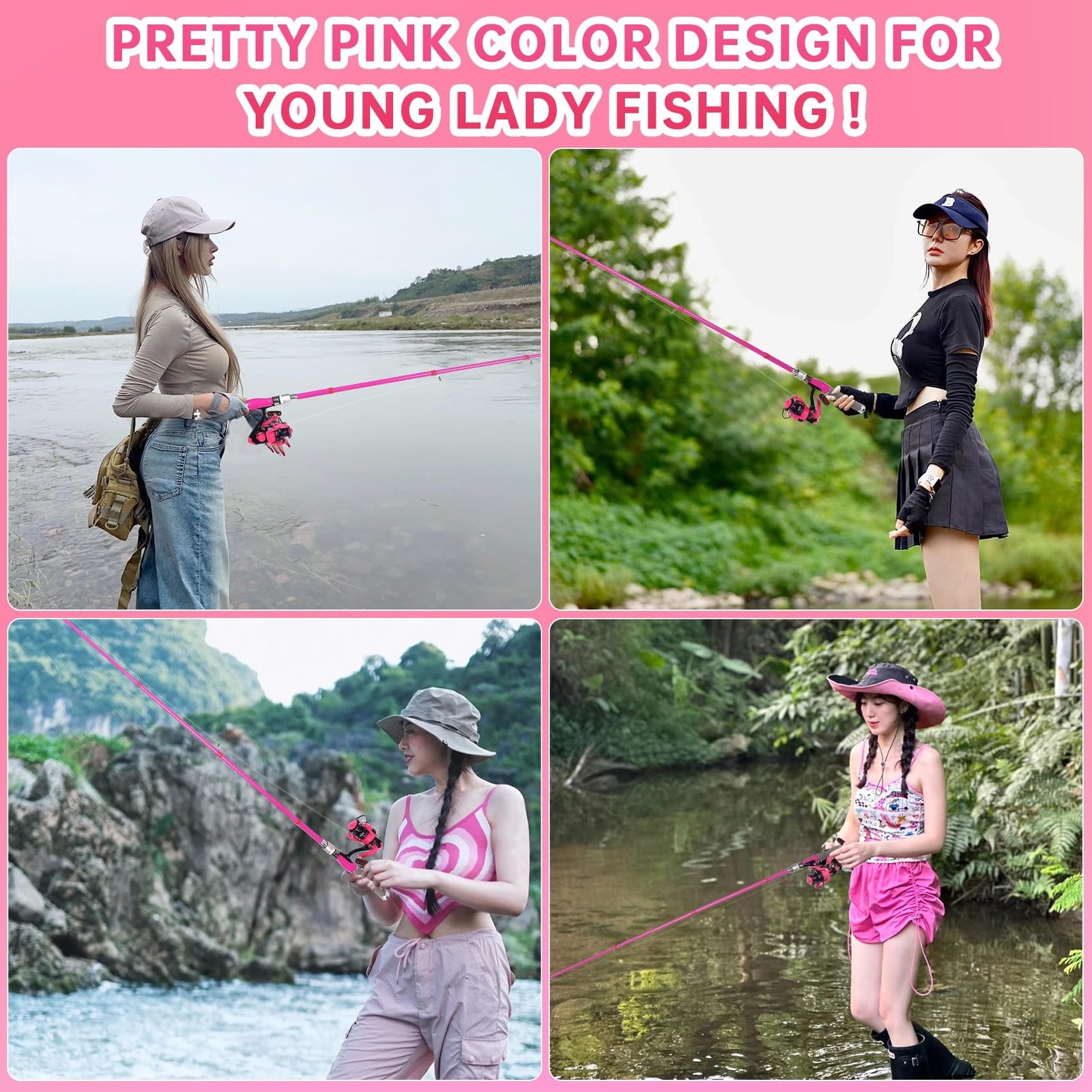 Fishing Rod and Reel Combos, Carbon Fiber Telescopic Fishing Pole Kit with Sp…