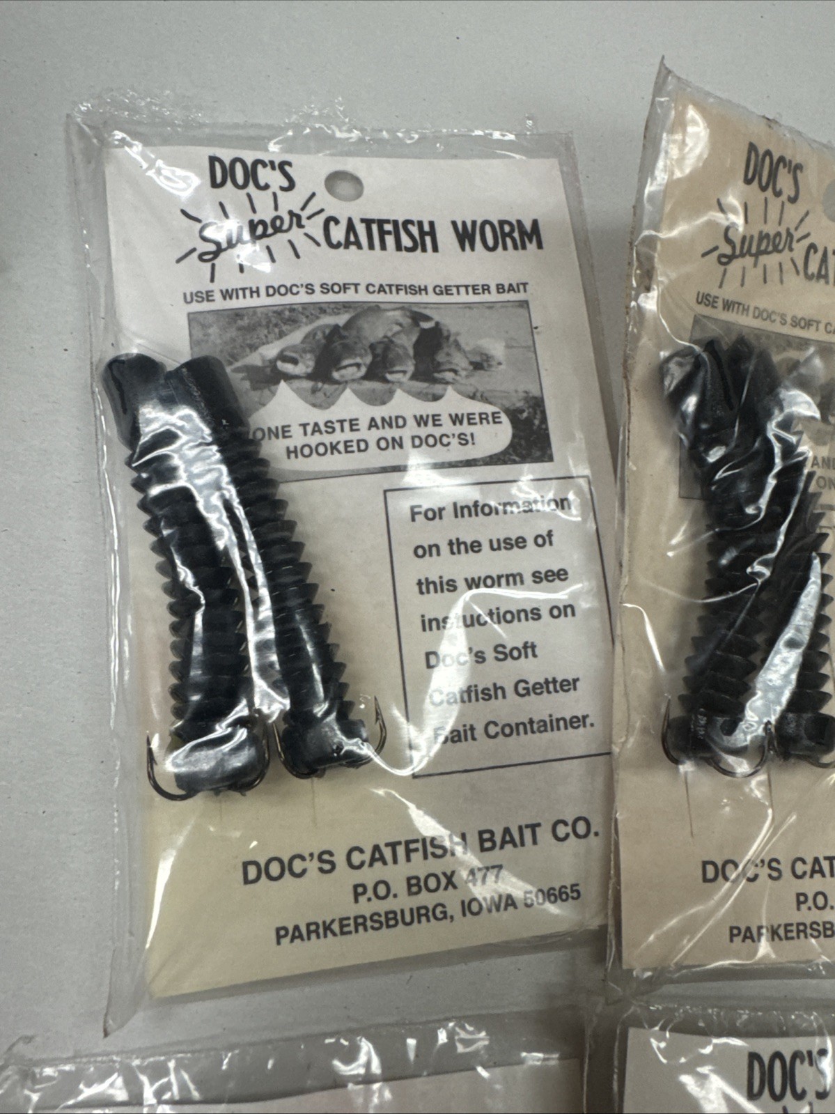 DOC’S SUPER CATFISH WORMS 12 PK DCW-BLACK WORKS w/ DOC’S SONNY’S & JUNNIES