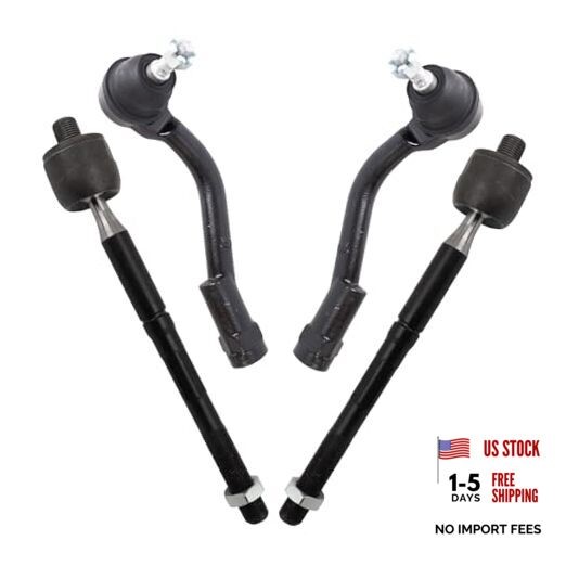 Front Inner and Outer Tie Rod Set 4 Piece Compatible with 2016-2019 PSA71198