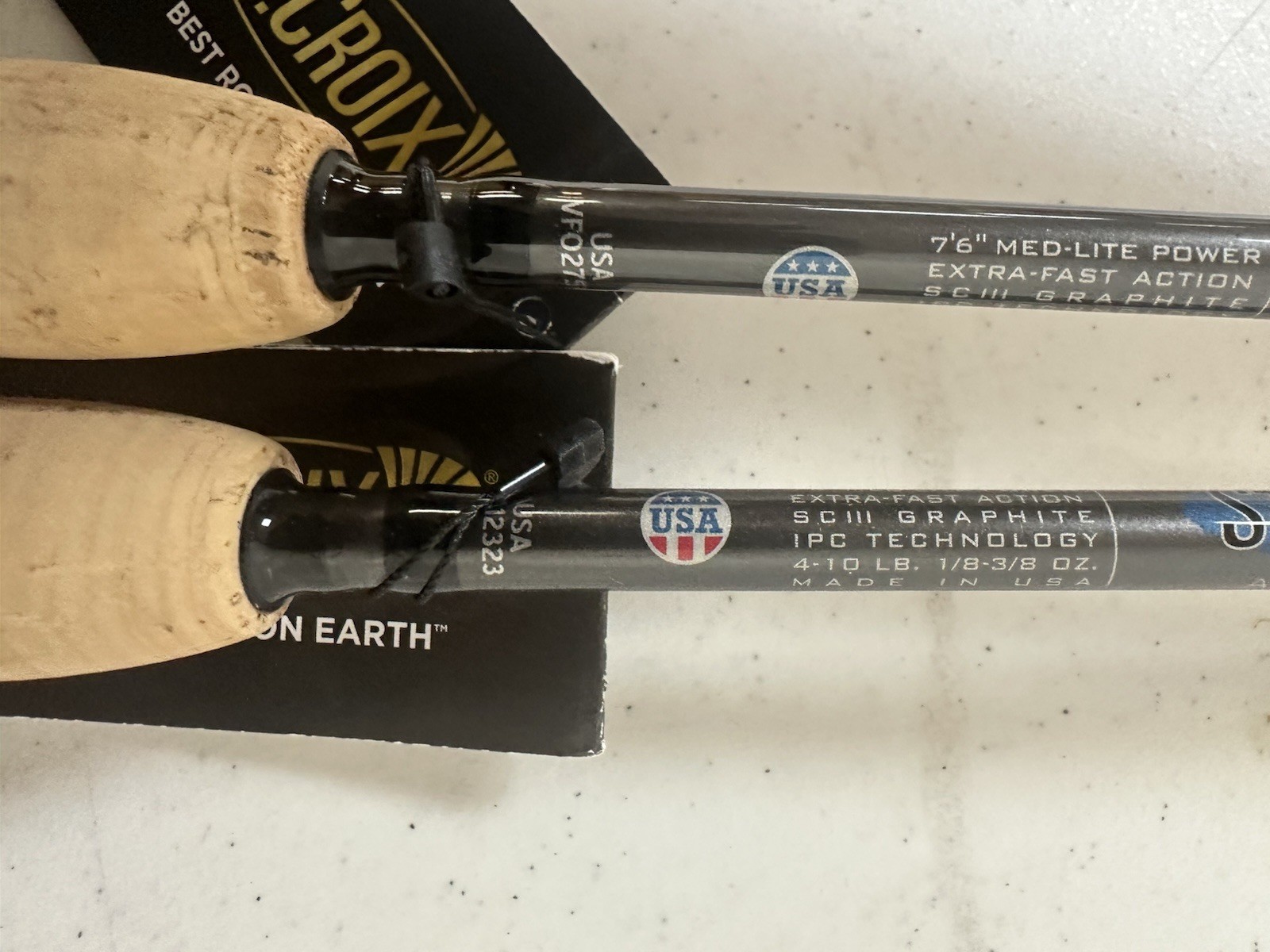 TWO St. Croix Avid 7’6″ Medium Light Extra Fast Spinning Rod AVS76MLXF