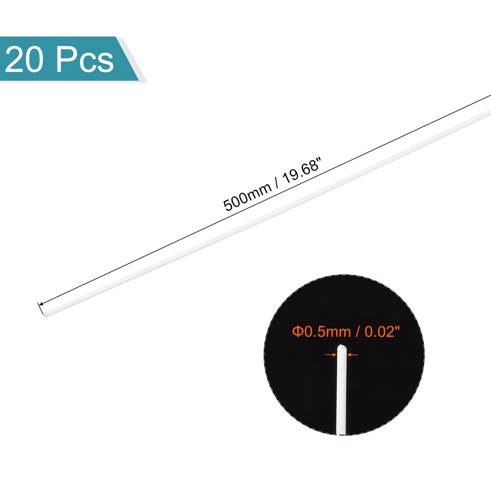 20 Pcs ABS Plastic Rod 0.5mm x 500mm White DIY Model Architectural Sand Table