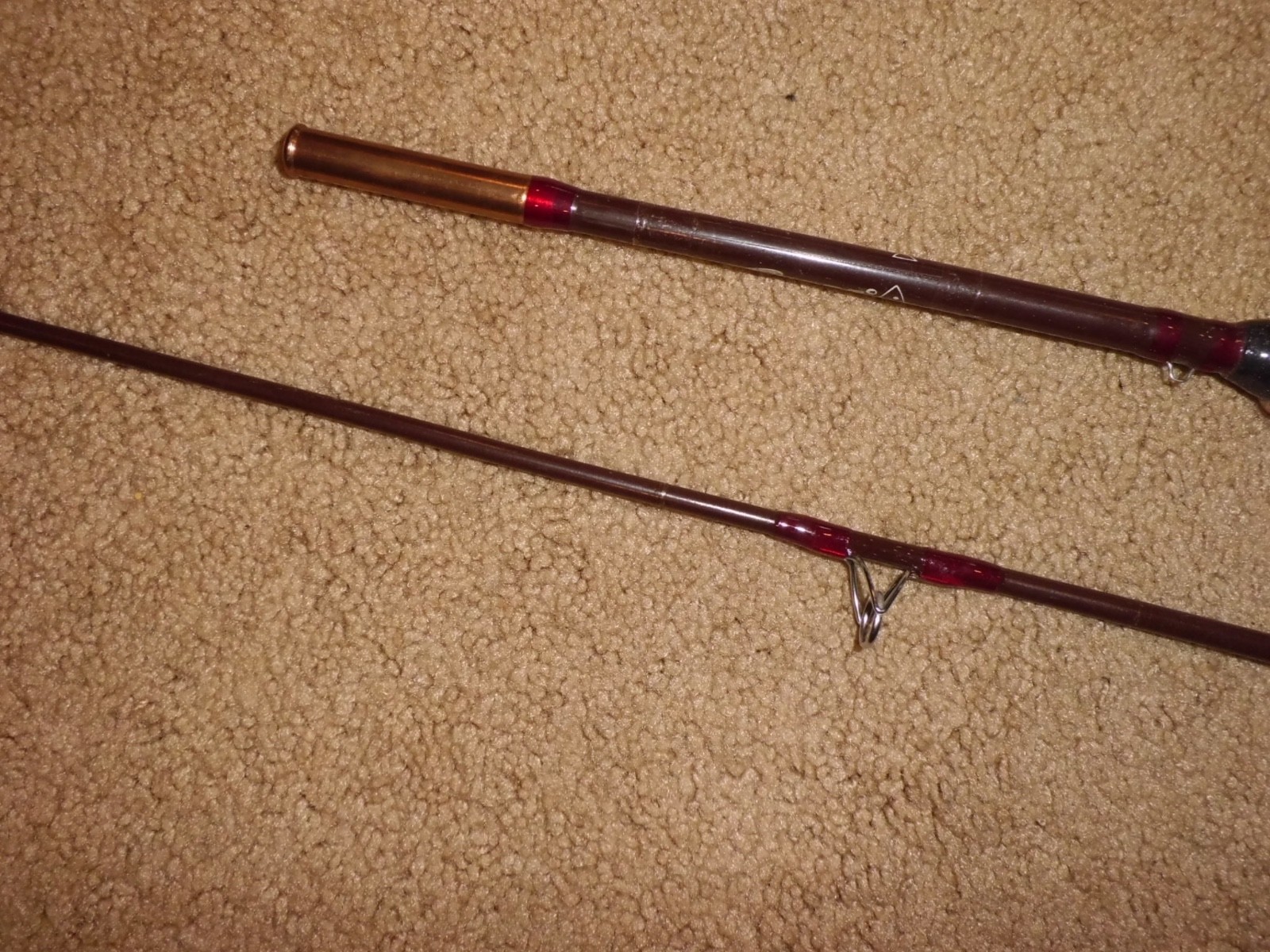Vintage SABRE Nypoxy Chocolate Ultra Light 2 pc Spinning 6′ Rod- USA- 4-10 lb