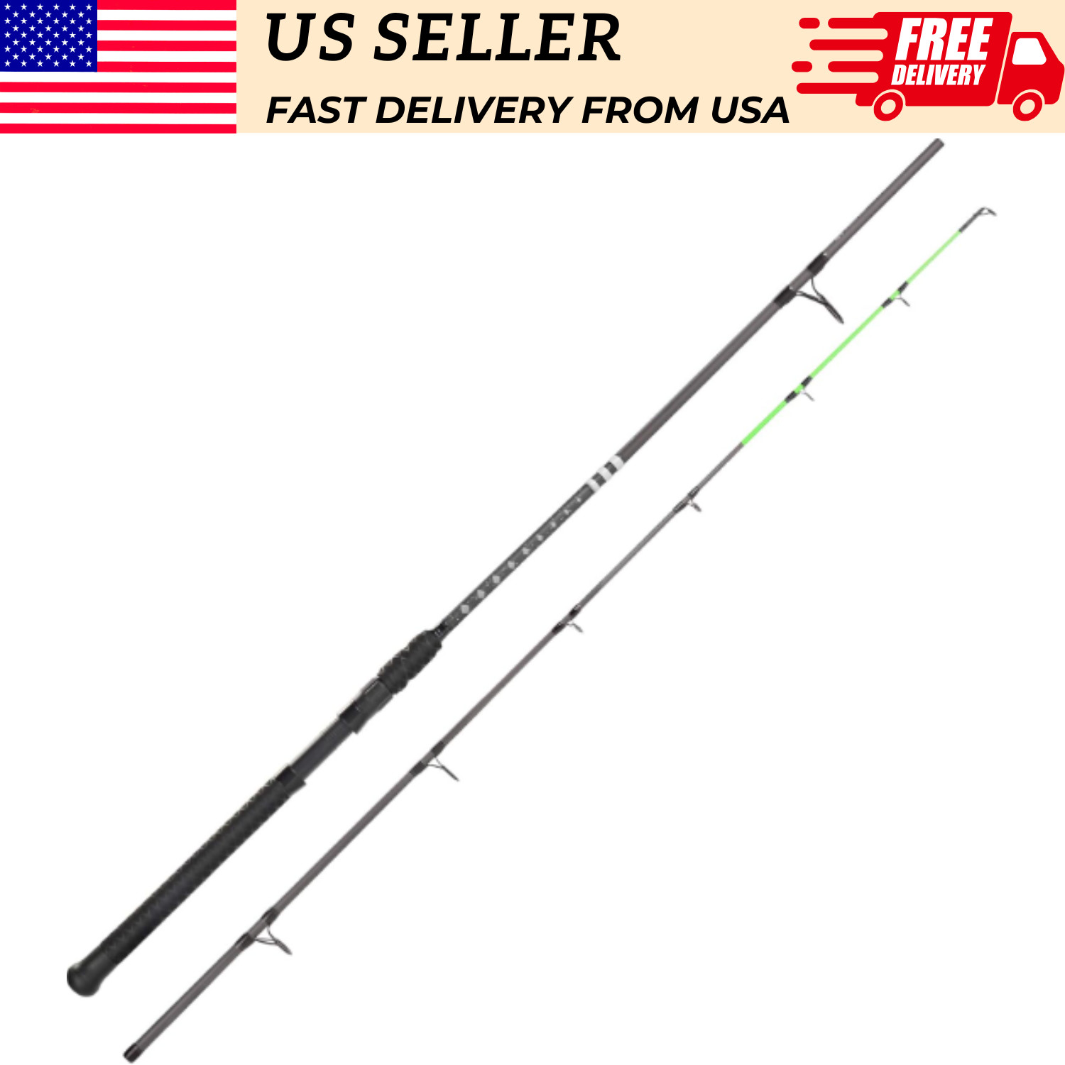 2 Piece 7’6″ Spinning Fishing Rod Medium Heavy Fast Graphite Strong Durable