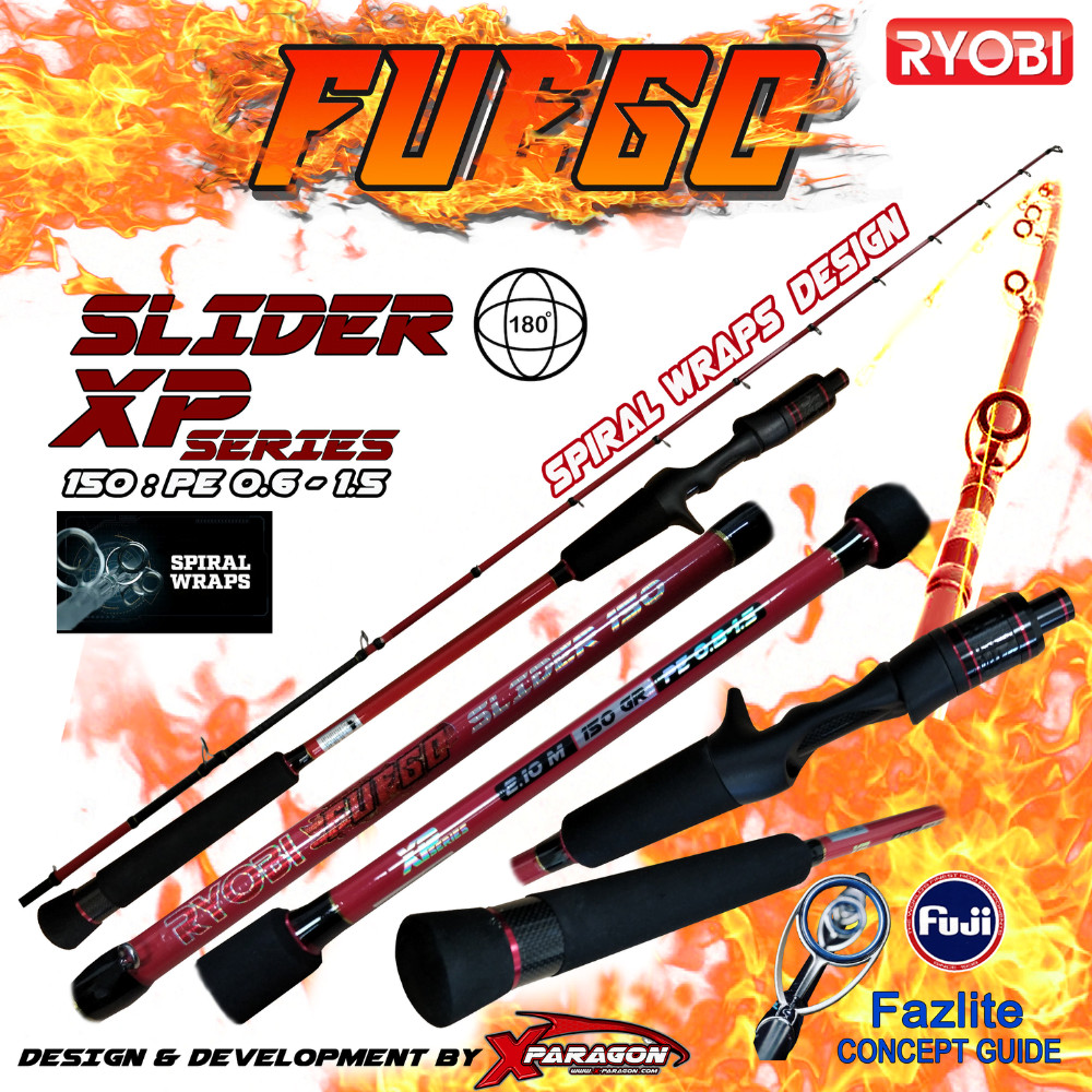 X-PARAGON Ryobi Saltwater Rubber Jigging Spiral Rod FUEGO XP Slider 150g