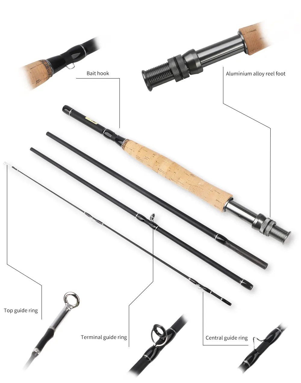 Fishing Rod 8 FT 9 FT Lure Travel Spinning/Casting Rods High Carbon Fiber Pole