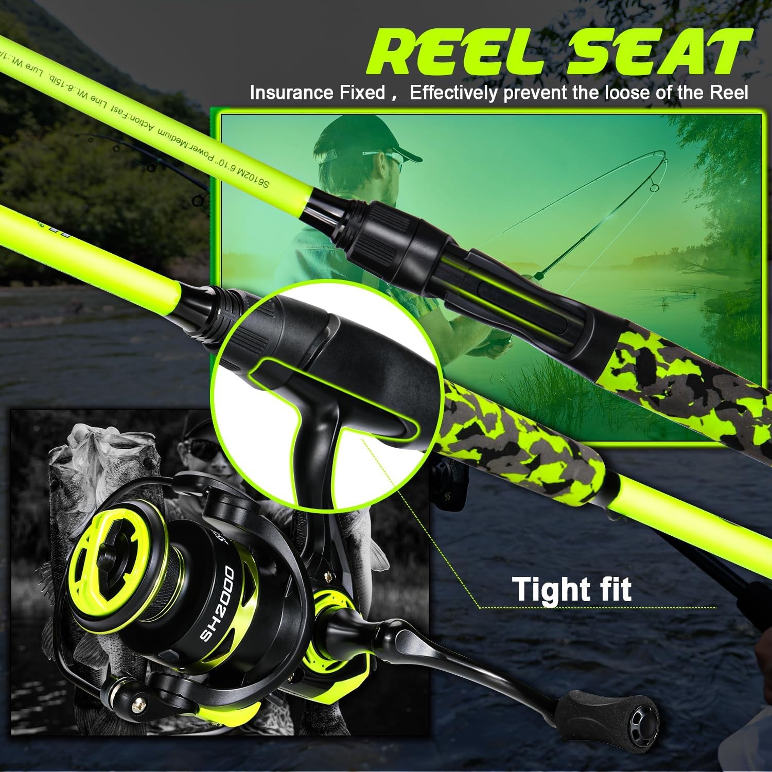 Spinning Combo – 5.2:1 Gear Ratio 15.6LB Drag IM7 Graphite 2-Piece Rod Stainless