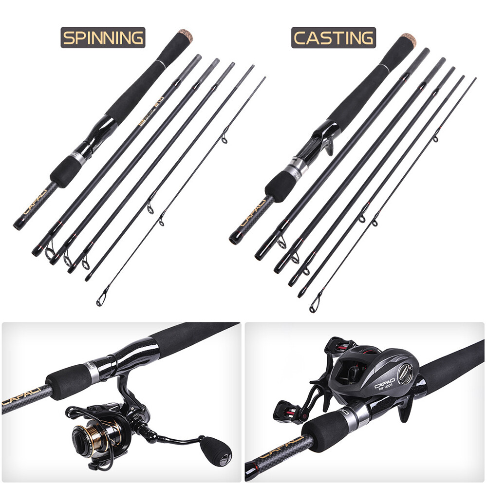 2.1m / 2.4m 6 Sections Carbon Casting Fishing Rod Lure Fishing Rod R1E7
