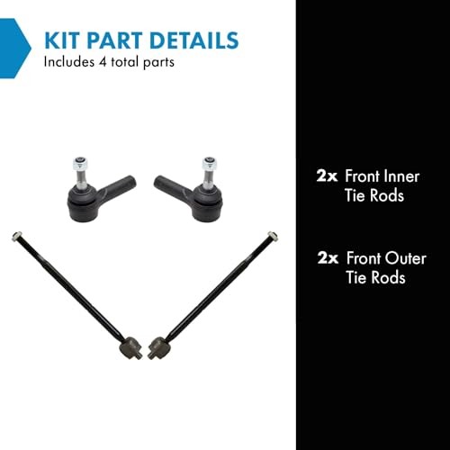 Inner and Outer Driver and Passenger Side Tie Rod Set 4 Piece PSA69787