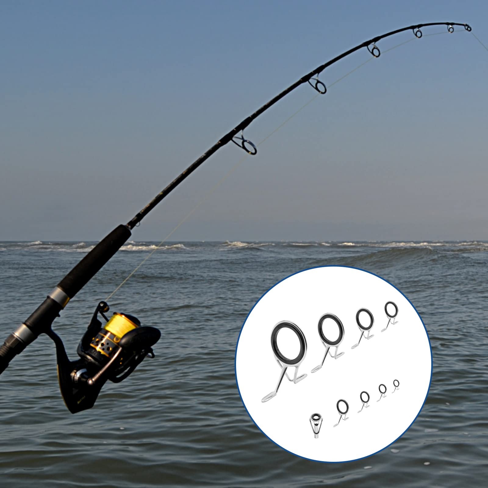 9 Pieces Fishing Rod Repair Kit, Double Legs Fishing Rod Guides Rings, Stainl