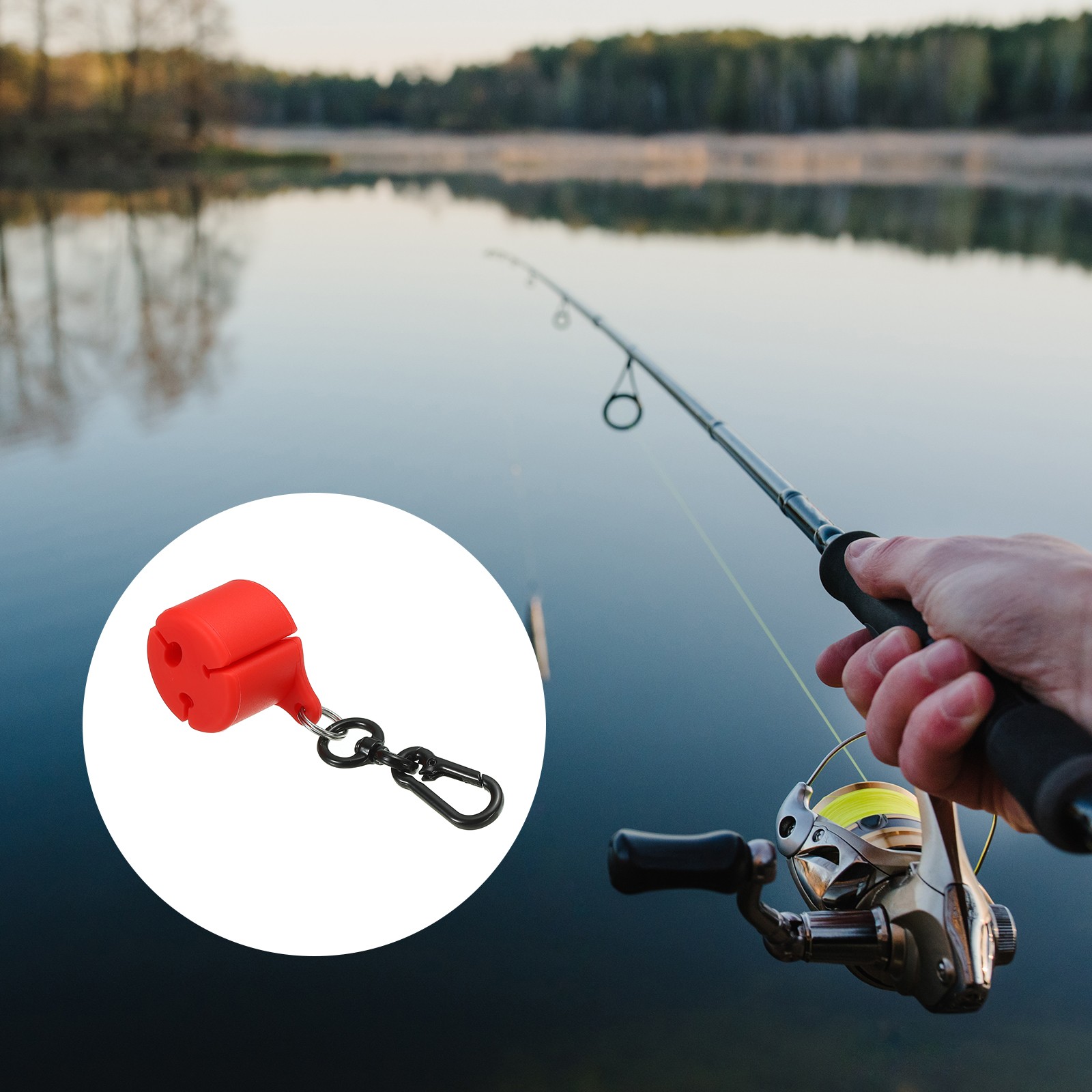 2Pcs Fishing Rod Clips Silicone Wearable Fishing Pole Holder with Buckle Red