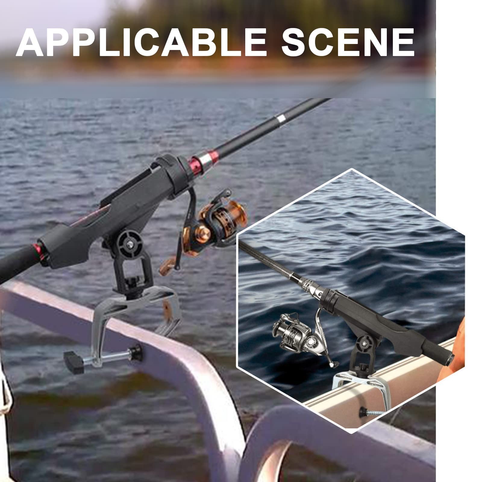 Fishing Rod Holders 2 Pack Boat Canoe Folding Holder 360° Adjustable Large