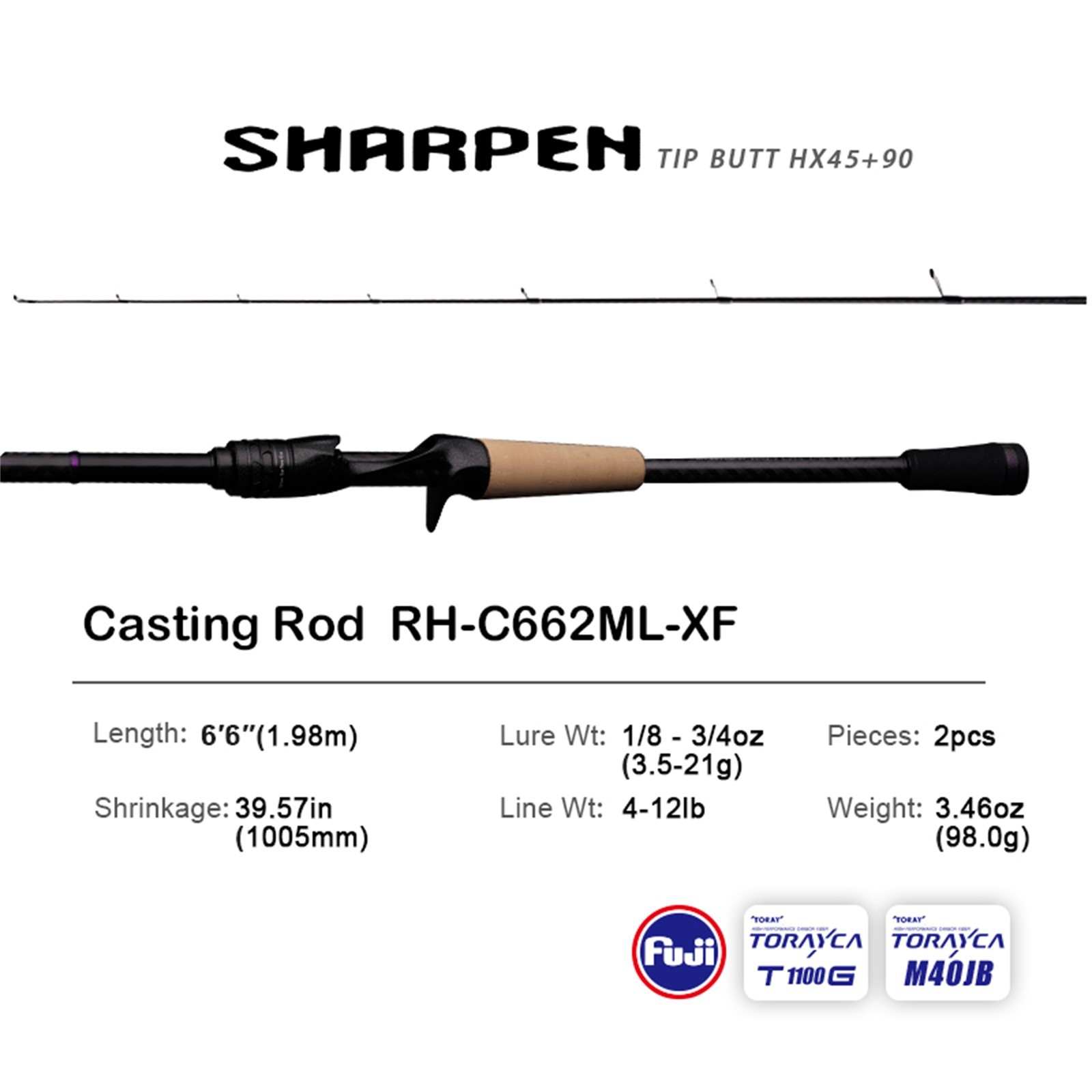 PURELURE SHARPEN Versatile Fishing Rod Cast/Spin 2-Piece 6’5″-9’2″