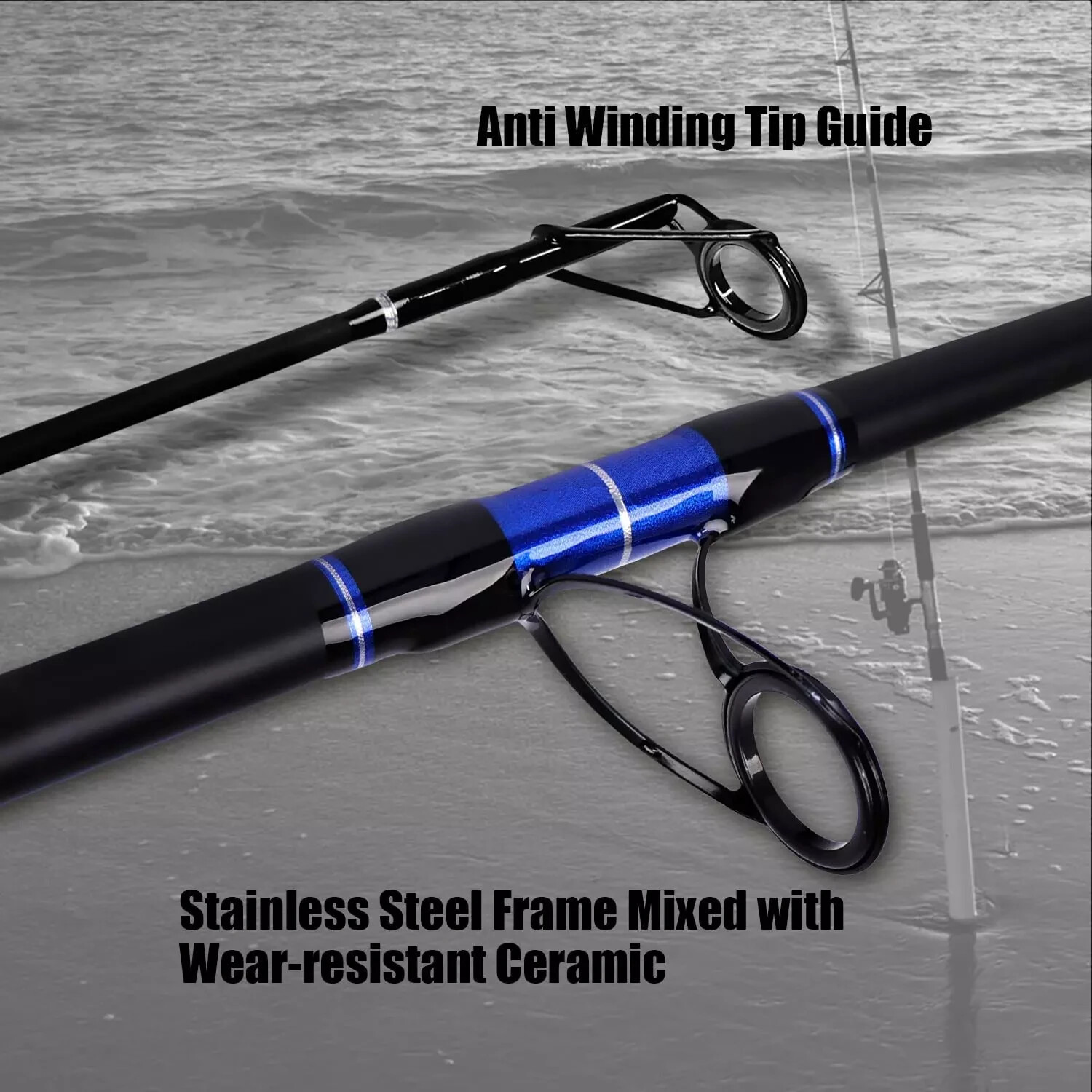 Surf Spinning Fishing Rod Carbon Fiber Travel 2/3/4 Piece Pole 9/10/11/12/15 Ft