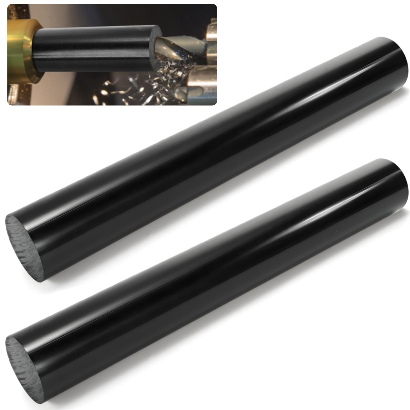 2 Pack Round Acetal Copolymer Rods, 1.6 x 12 Inch Heavy Duty Black Long POM P…