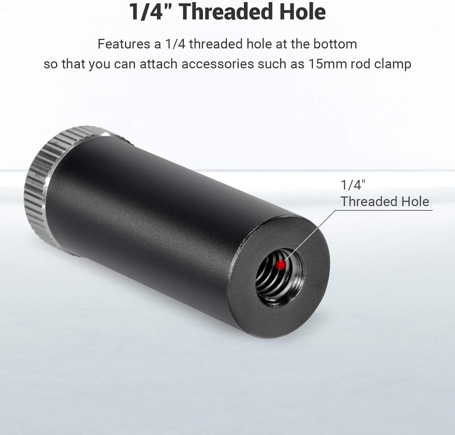 Compact 15mm Micro Rod 1.5 Inches with 1/4” Male & Female Threads for Cameras