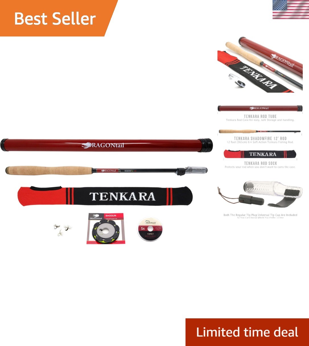 DRAGONtail Shadowfire 12ft Tenkara Fly Fishing Rod – Complete Starter Kit