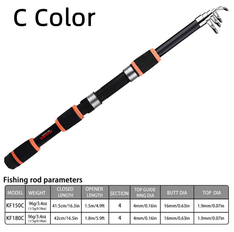 1.5m/1.8m Spinning Nylon Casting Fishing Rod Telescopic Fishing Pole Freshwater