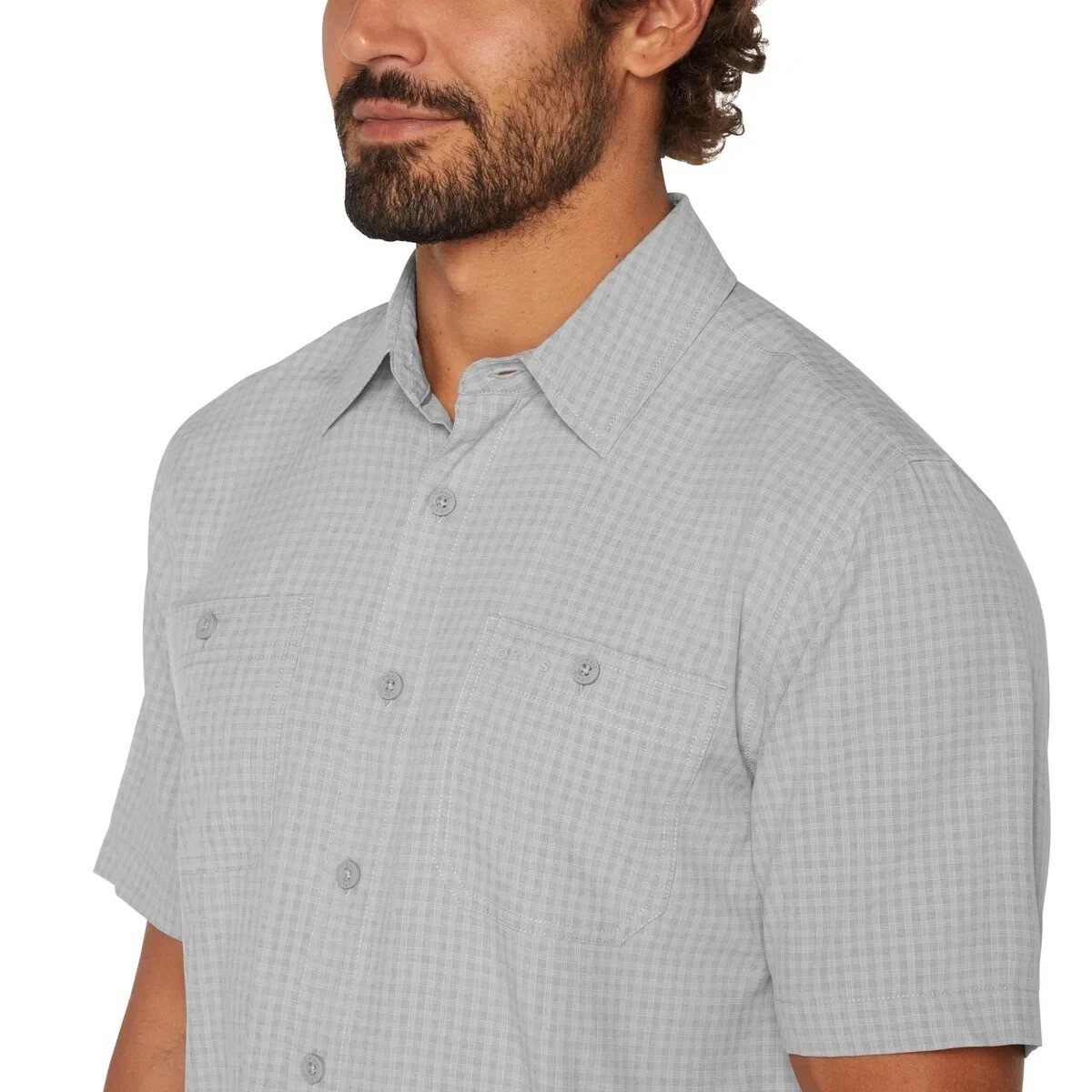 NWOT Orvis Men’s L Gray Short-Sleeve Button-Down Shirt Outdoor J2035
