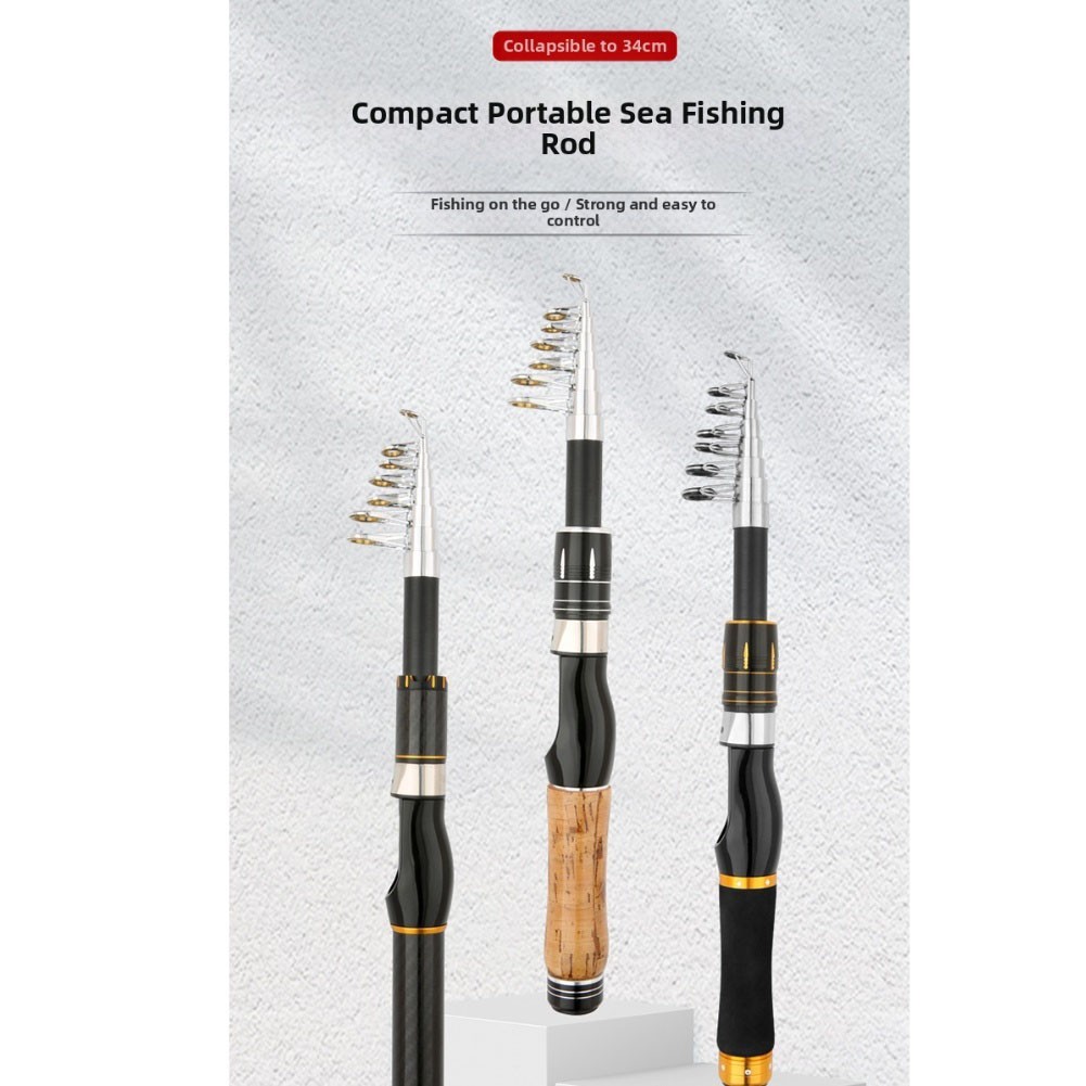Portable Telescopic Fishing Rod Sea and Freshwater Use 1 8 to for 2 1 Meter Long