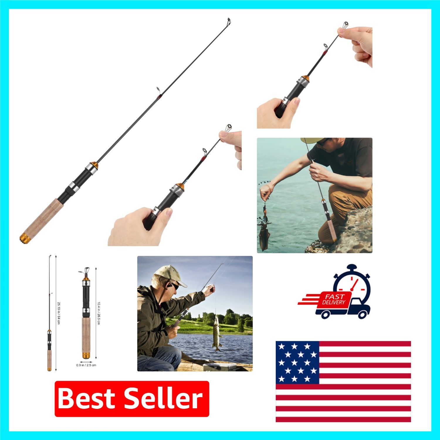 Mini Telescopic Ice Fishing Rod for Youth – Lightweight & Compact Adventure Tool