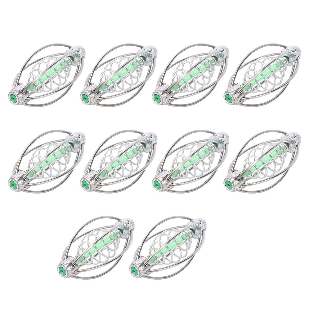 N- 10PCS Stainless Steel Spring Fishing Feeder Bait Cage Holder Tackle Accessory