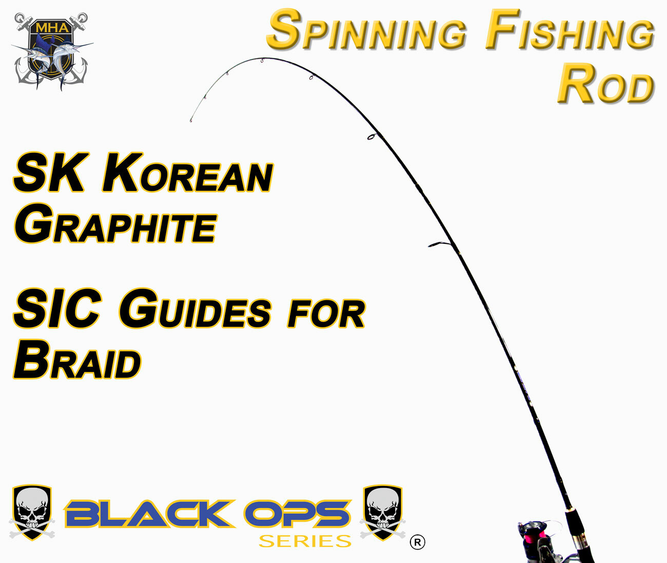 Black-Ops 6’6′ SK Graphite Spinning Fishing Rod SIC Guides Top Kayak Fishing rod