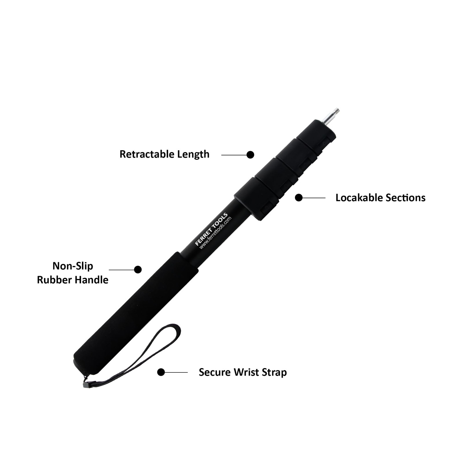 FERRET STICK 55in Aluminum Lockable Extension Rod for Ferret Inspection Cameras