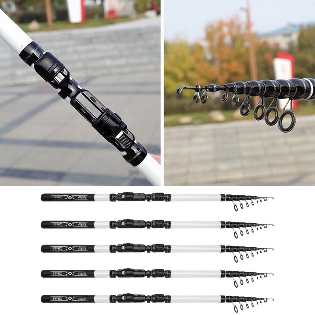 1.8m to 3.0m Telescopic Fishing Rod Carbon Fiber with Anti-Shedding Guide Rings