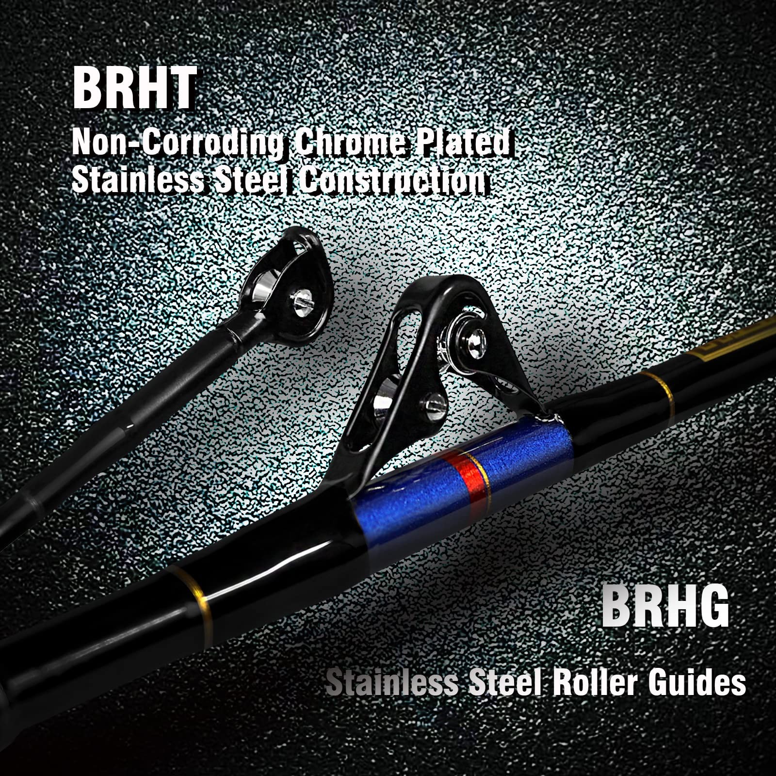 Fiblink 2 Piece Saltwater Trolling Rod Heavy Fishing Roller Rod Big Game