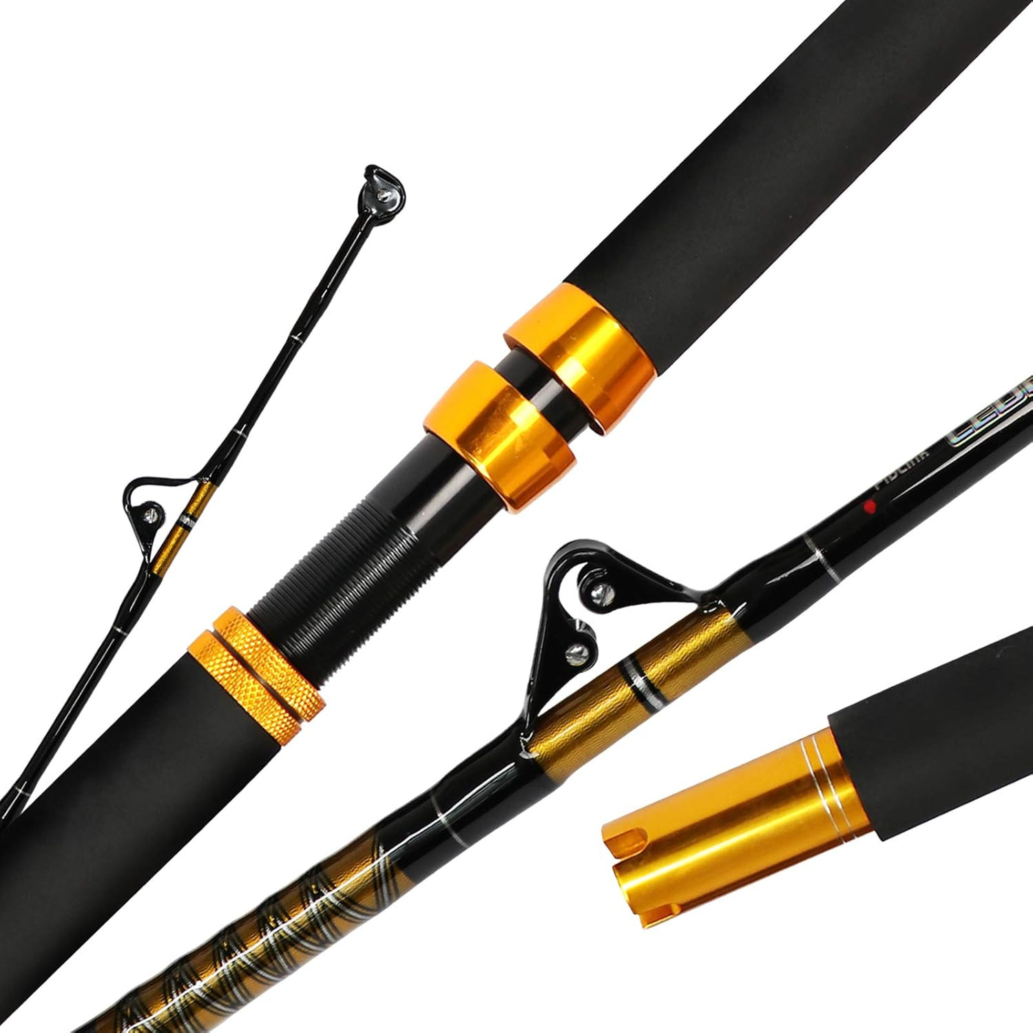 Fiblink 1-Piece/2-Piece Saltwater Offshore Heavy Trolling Rod Big Game Roller Ro