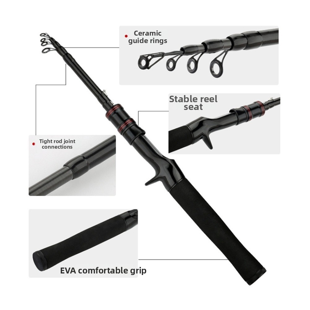 Carbon Telescopic Lure Rod 1.5m 1.8m 2.1m Ergonomic Handle Portable Fishing Rod