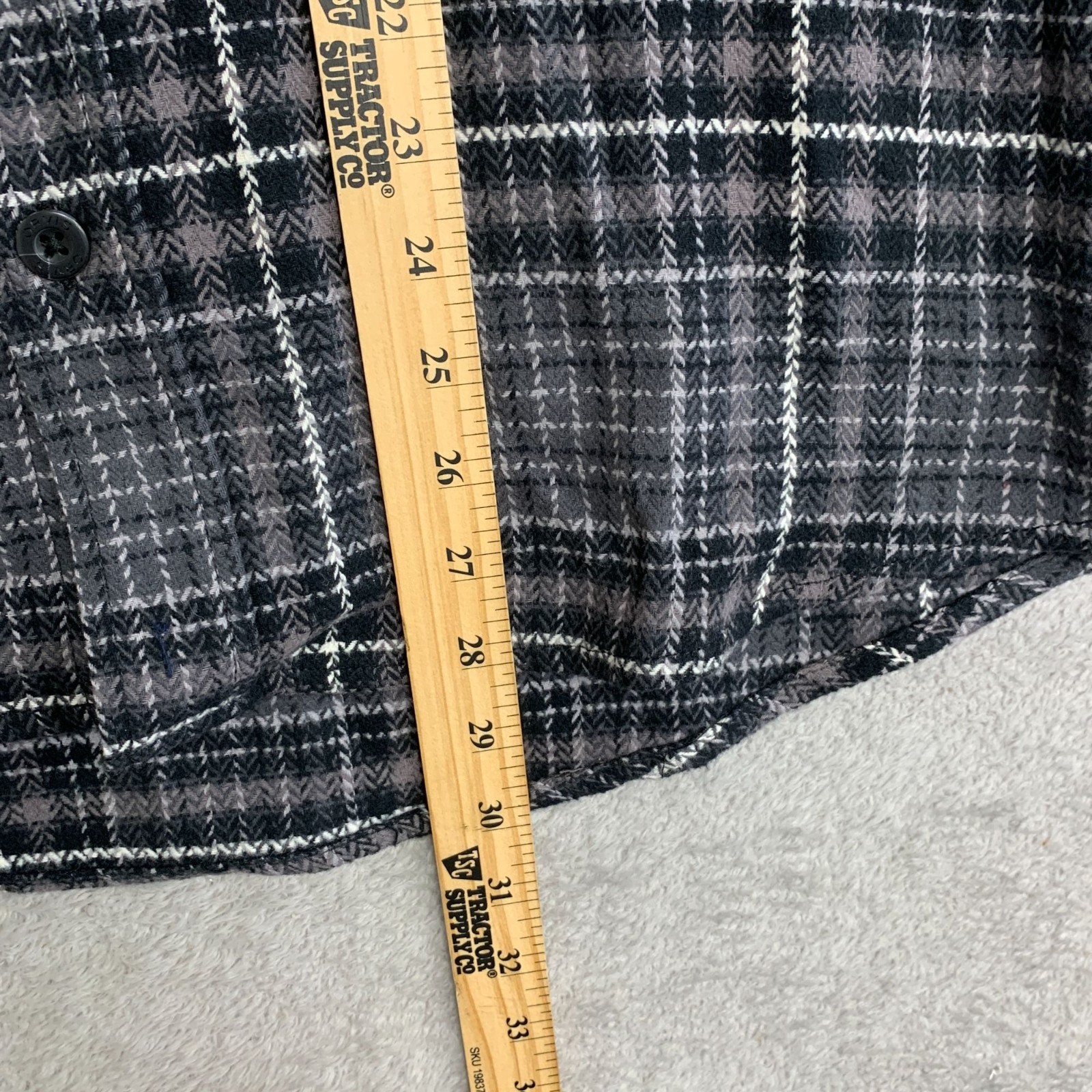 Orvis Men’s S Classic Plaid Flannel Button-Up Shirt Jacket Black & Gray M1113