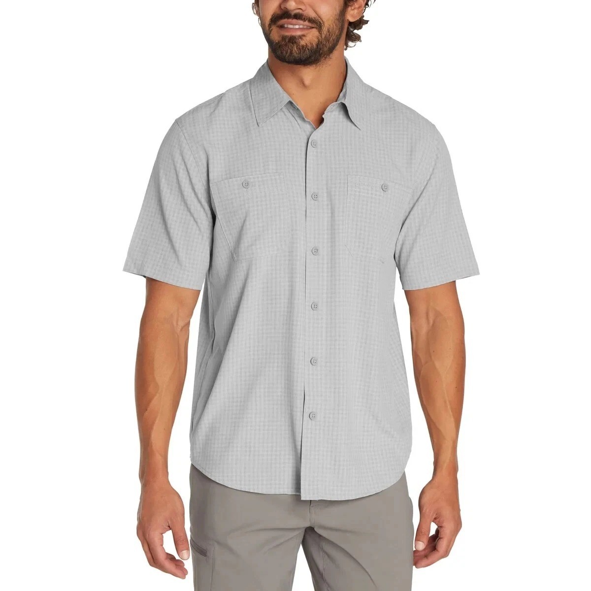 NWOT Orvis Men’s L Gray Short-Sleeve Button-Down Shirt Outdoor J2035