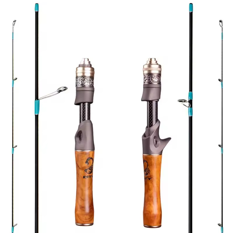 Ultralight Carbon Fiber Fishing Rod Fast Action Trout Lure Pole Wood Handle