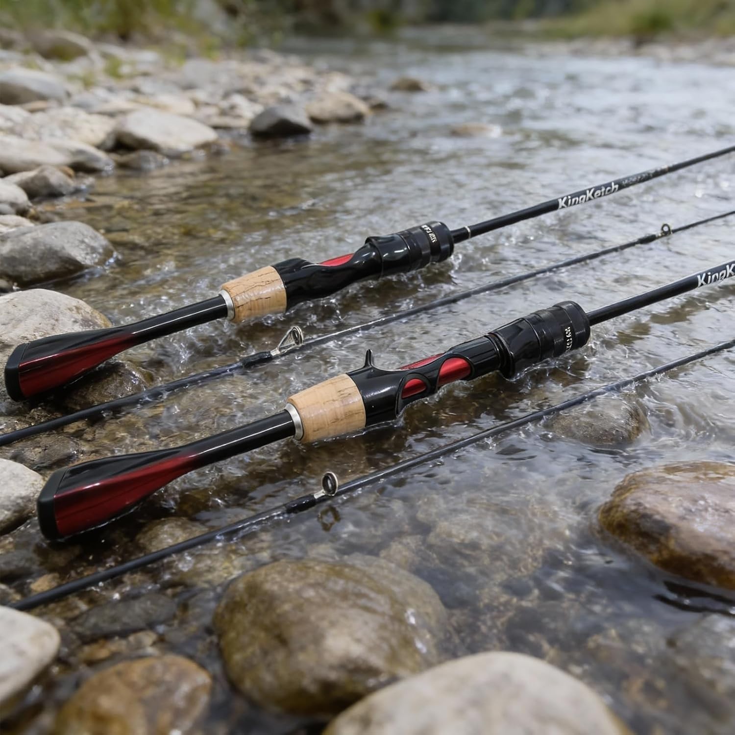 Ultralight Fishing Rod 6’0” , 2-Piece Spinning & Casting Rod, Carbon Graphite…