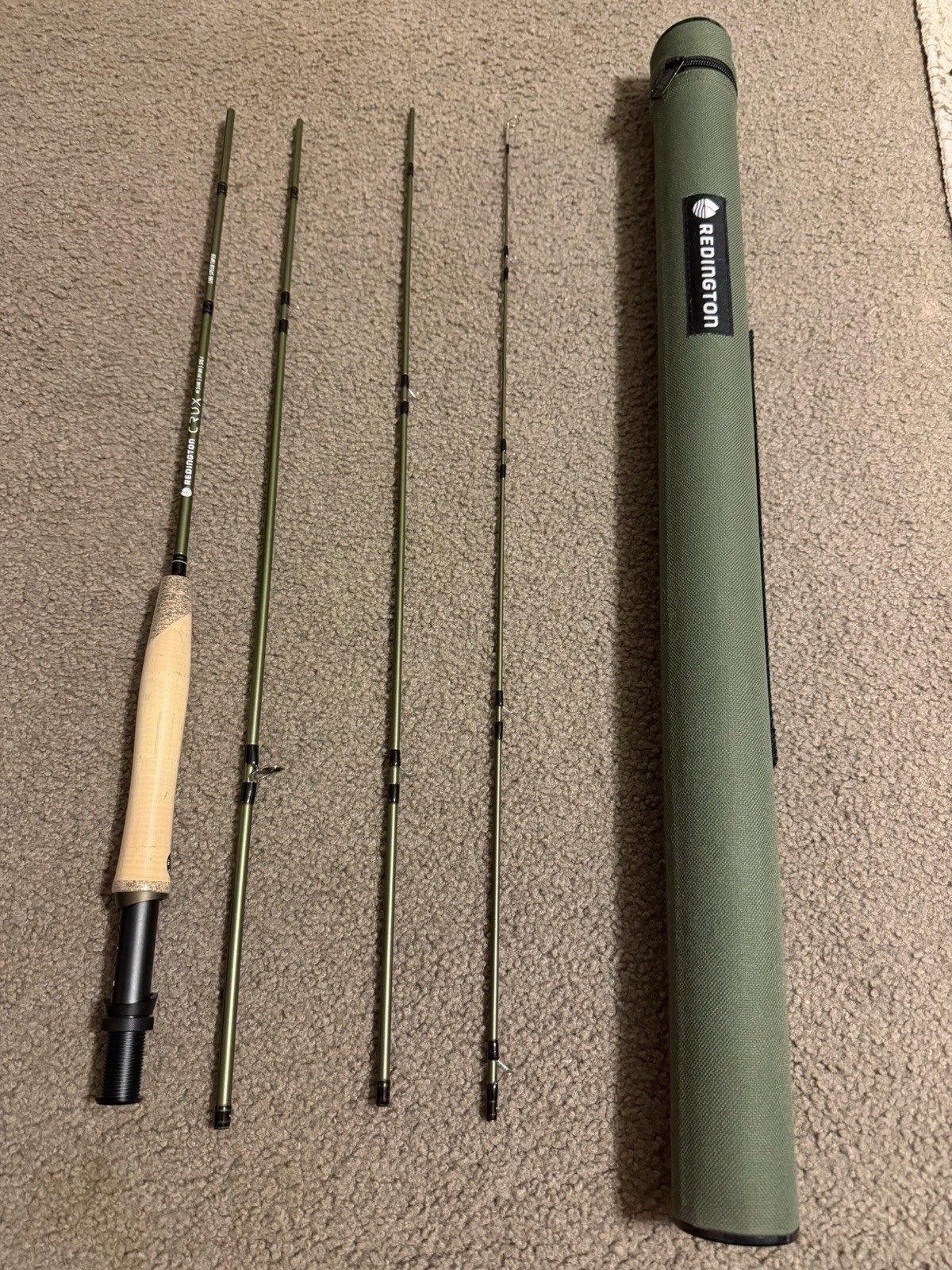 Redington Crux 376-4 Fly Fishing Rod 3wt 7ft 6in Green 4pc with Rod Tube