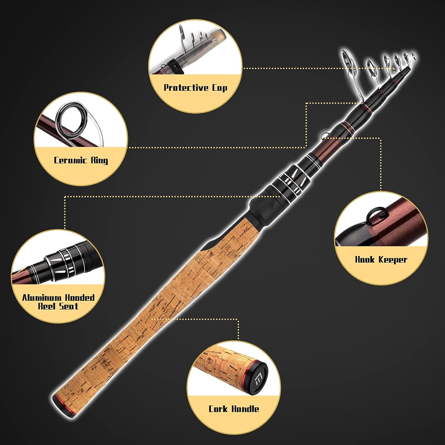 Portable 6′ 24T Carbon Fiber Spinning Casting Telescopic Fishing Rod Rods